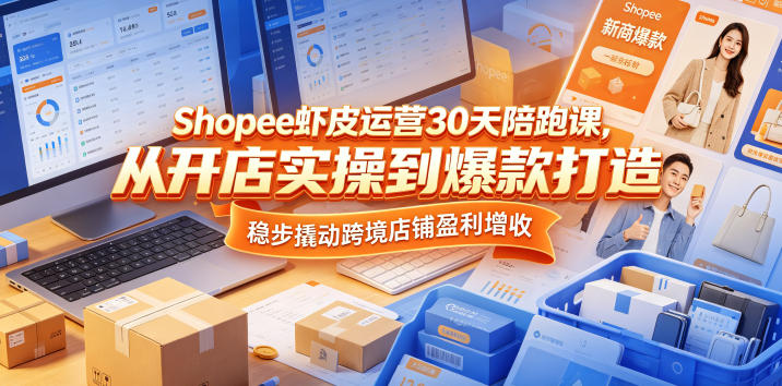 Shopee虾皮运营30天陪跑课，从开店实操到爆款打造，稳步撬动跨境店铺盈利增收-离锋创库