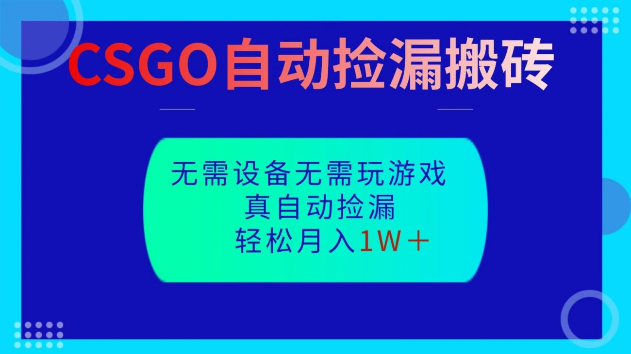 CSGO自动捡漏搬砖,当天操作当天见结果,无需了解游戏,包教包会包落地-离锋创库