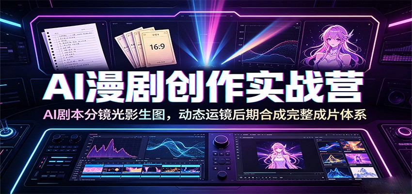 AI漫剧创作实战营:AI剧本分镜光影生图,动态运镜后期合成完整成片体系-离锋创库