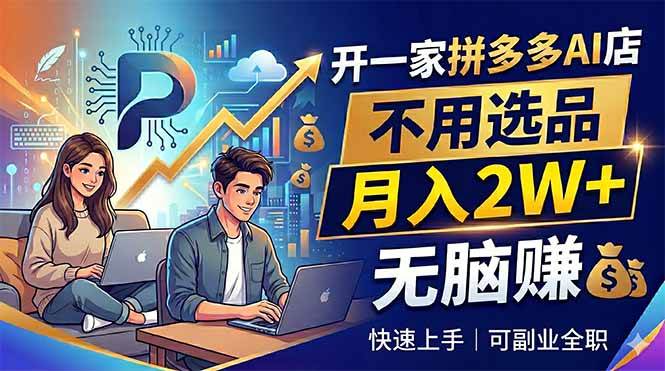 （18520期）开一家拼多多AI店，不用选品，月入2W+，无脑赚，可副业全职-离锋创库