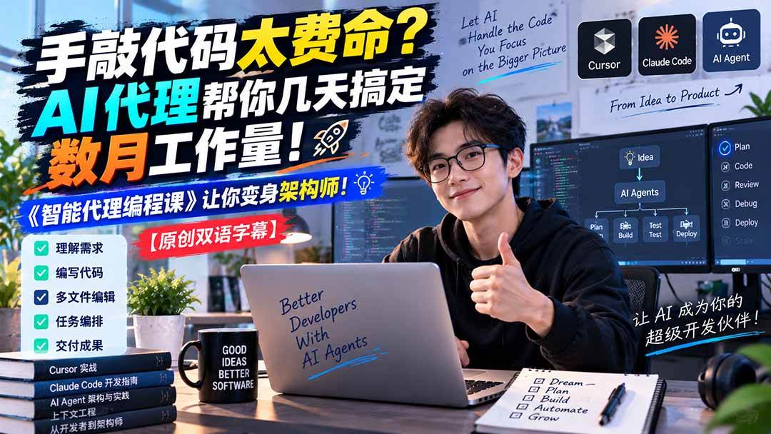（20286期）手敲代码太费命？AI 代理帮你几天搞定数月工作量！《智能代理编程课》让你变身架构师-离锋创库