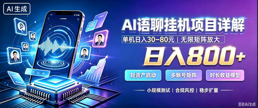AI聊天挂G项目，日入800+，适用个人副业，支持工作室矩阵操作，放大收益【揭秘】-离锋创库
