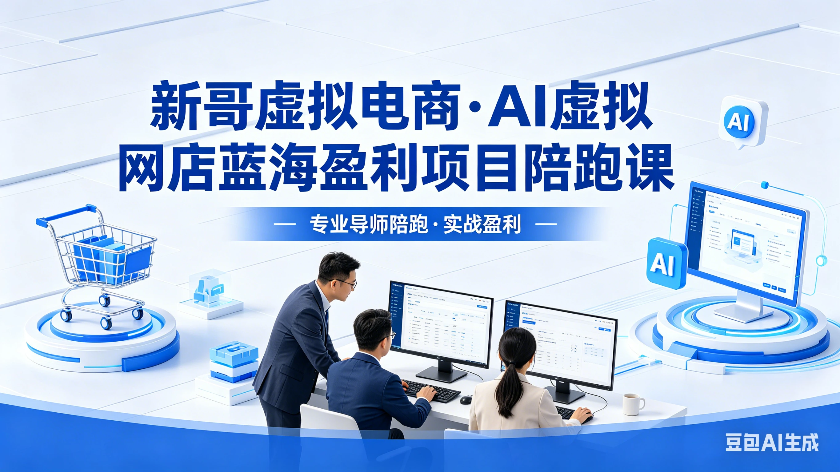 【精】新哥虚拟电商：AI虚拟网店蓝海盈利项目陪跑课，零货源开店运营全流程：选品+上架+发货+避坑+运营起店-离锋创库
