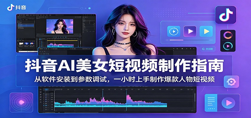 抖音AI美女短视频制作指南:从软件安装到参数调试,一小时上手制作爆款人物短视频-离锋创库