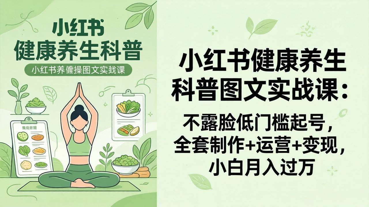 （18033期）2026小红书健康养生科普图文实战课：不露脸低门槛起号，全套制作+运营+变现，小白月入过万-离锋创库
