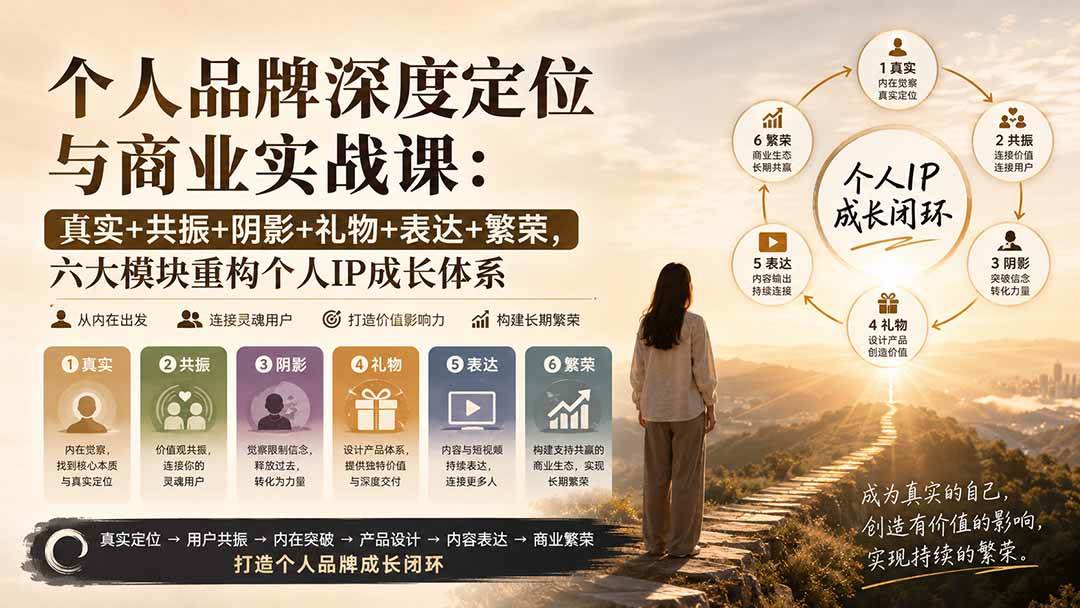 (20140期)个人品牌深度定位与商业实战课:真实+共振+阴影+礼物+表达+繁荣,六大模块重构个人IP成长体系-离锋创库