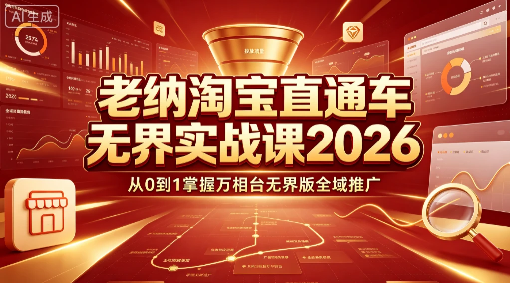 【精】老纳淘宝直通车无界实战课2026：从0到1掌握万相台无界版全域推广-离锋创库