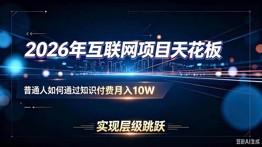 (20150期)2026年互联网项目天花板:普通人如何通过知识付费月入10W,实现层级跳跃-离锋创库