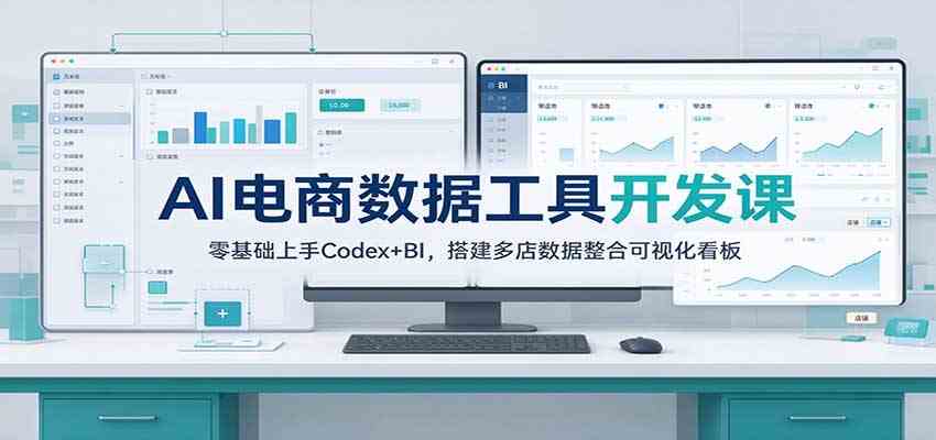 AI电商数据工具开发课：零基础上手Codex+BI，搭建多店数据整合可视化看板-离锋创库
