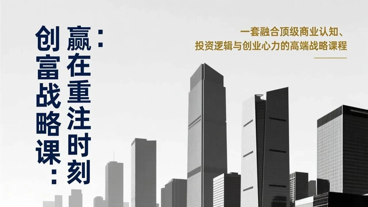 【精】创富战略课线下录音：赢在重注时刻，一套融合顶级商业认知、投资逻辑与创业心力的高端战略课程-离锋创库