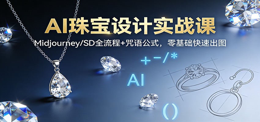 AI珠宝设计实战课：Midjourney/SD全流程+咒语公式，零基础快速出图-离锋创库