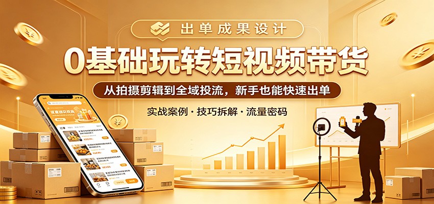 0基础玩转短视频带货：从拍摄剪辑到全域投流，新手也能快速出单-离锋创库