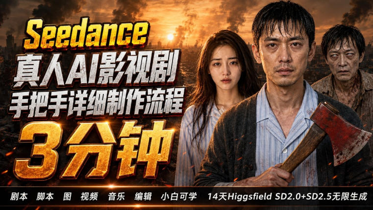 3分钟真人AI影视剧怎么做？SD 2.0手把手完整制作流程｜Higgsfield 14天SD 2.0/2.5无限生成-离锋创库