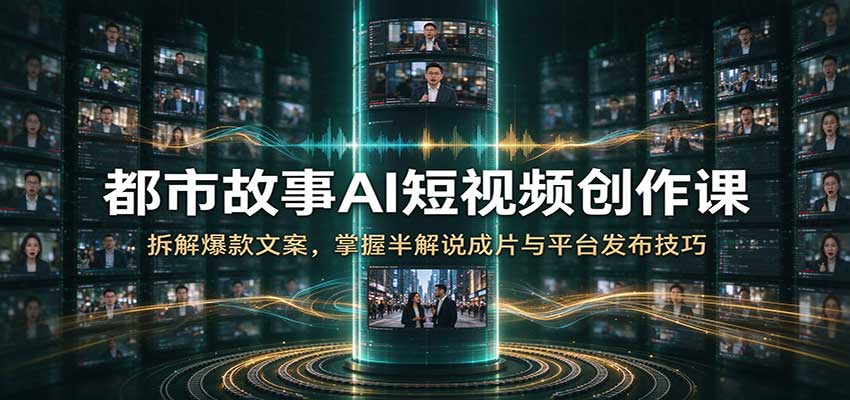 都市故事AI短视频创作课:拆解爆款文案,掌握半解说成片与平台发布技巧-离锋创库