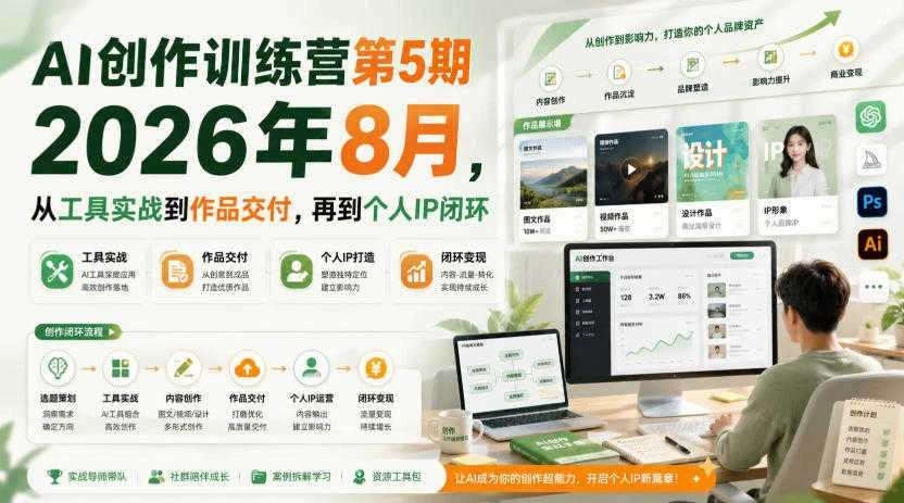 【精】AI创作训练营第5期 – 2026年最新实战指南 【精】AI创作训练营第5期 – 2026年最新实战指南