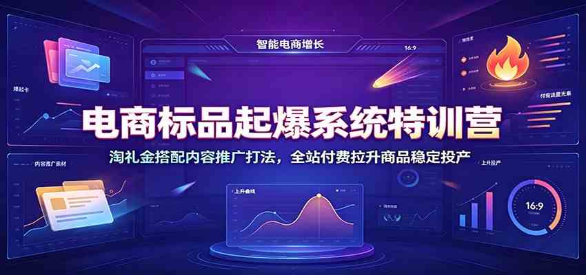 电商标品起爆系统特训营：淘礼金搭配内容推广打法，全站付费拉升商品稳定投产-离锋创库