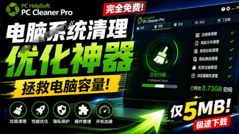 轻松吊打Win系统自带工具!电脑清理神器,拯救电脑容量,仅5MB,完全免费使用PC Cleaner Pro-离锋创库