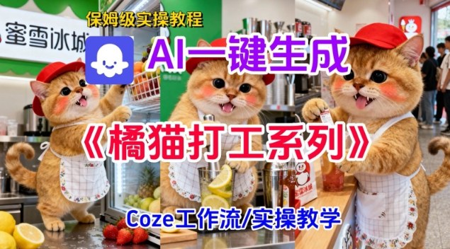 Coze扣子工作流一键生成胖橘猫打工短视频，保姆级实操搭建教学-离锋创库