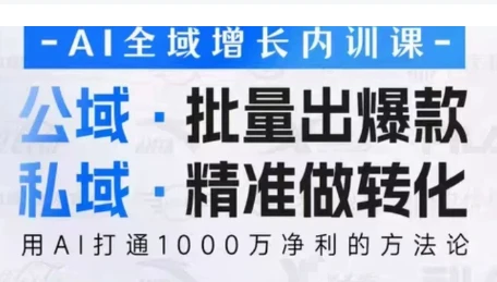 【精】2026AI全域增长内训课，公域批量出爆款，私域精准做转化，用AI打通1000W净利的方法论（更新）-离锋创库