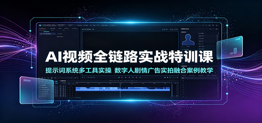 AI视频全链路实战特训课：提示词系统多工具实操，数字人剧情广告实拍融合案例教学-离锋创库