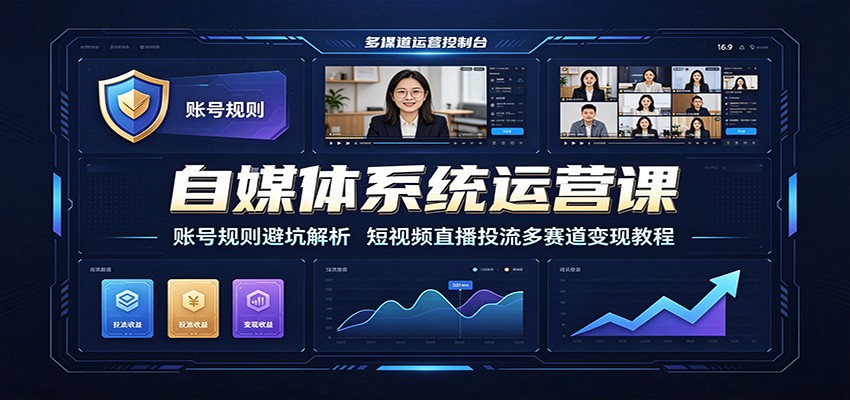 自媒体系统运营课：账号规则避坑解析，短视频直播投流多赛道变现教程-离锋创库