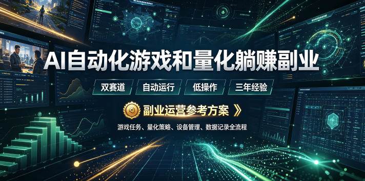 （19388期）AI全自动游戏和量化躺赚副业：日入几百，稳定运行三年的项目！-离锋创库