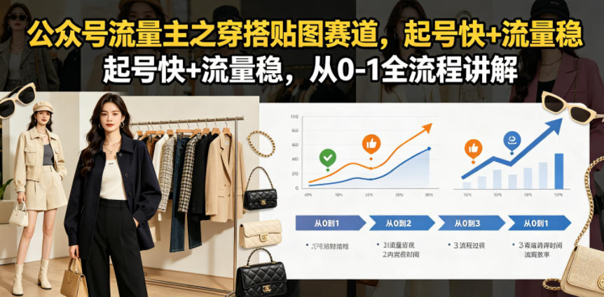 公众号流量主之穿搭贴图赛道，起号快+流量稳，从0-1全流程讲解-离锋创库