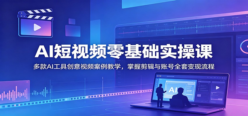AI短视频零基础实操课：多款AI工具创意视频案例教学，掌握剪辑与账号全套变现流程-离锋创库