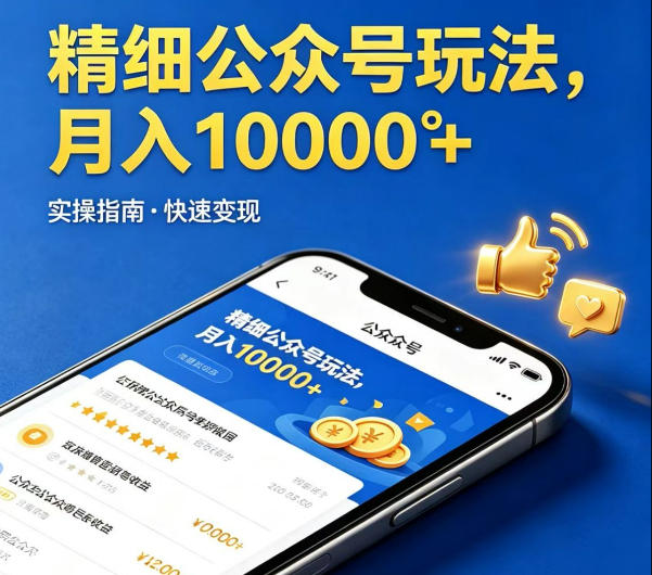 精细化公众号玩法，我们给你提供文章，你来负责发布，收益可观，月入1W+【揭秘】-离锋创库