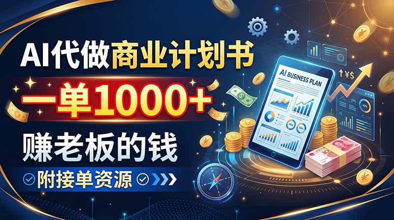 （20303期）AI代做商业计划书，一单1000+，赚老板的钱，附接单资源-离锋创库