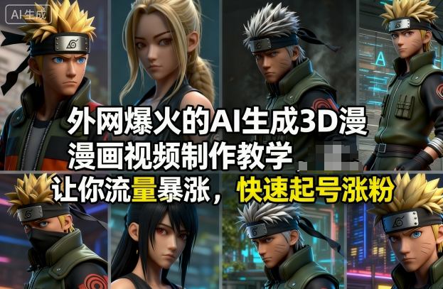 外网爆火的AI生成3D漫画视频制作教学，让你流量暴涨，快速起号涨粉！-离锋创库