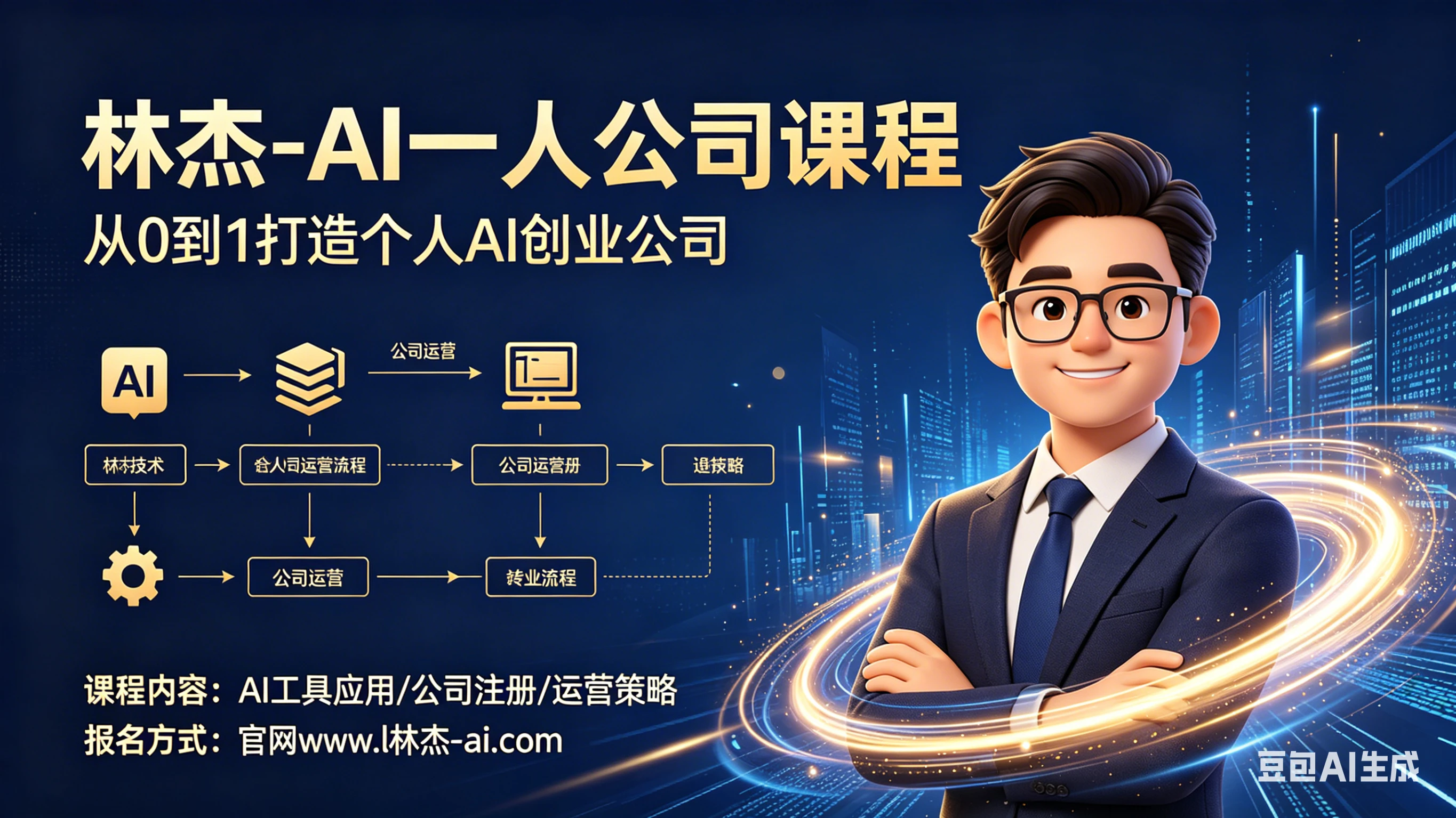 林杰-AI一人公司实战教学，让AI替你写文案、剪视频、找客户-离锋创库
