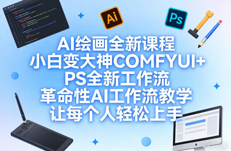AI绘画全新课程，小白变大神COMFYUI+PS全新工作流，革命性AI工作流教学，让每个人轻松上手-离锋创库