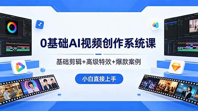 （18354期）0基础AI视频创作系统课，基础剪辑+高级特效+爆款案例，小白直接上手-离锋创库
