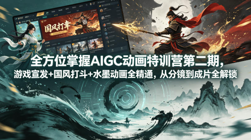 全方位掌握AIGC动画特训营第二期，游戏宣发+国风打斗+水墨动画全精通，从分镜到成片全解锁-离锋创库