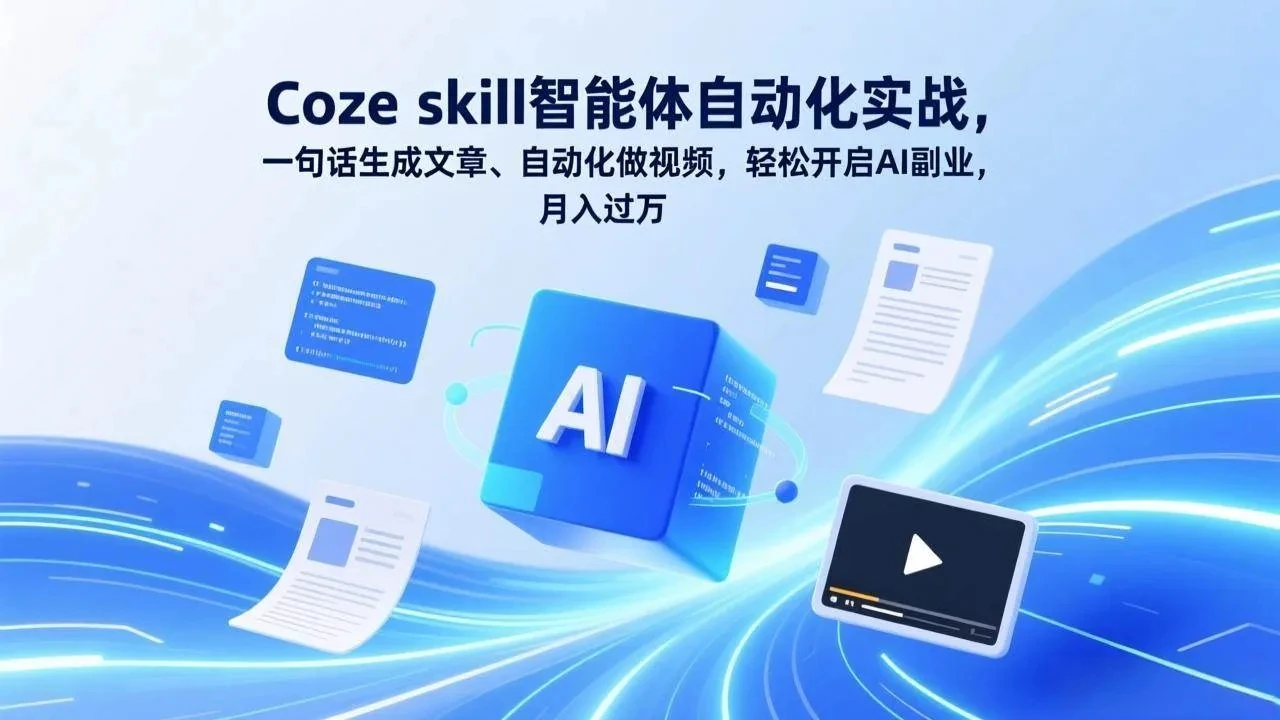 【精】Coze skill智能体自动化实战，一句话生成文章、自动化做视频，轻松开启AI副业，月入过万-离锋创库