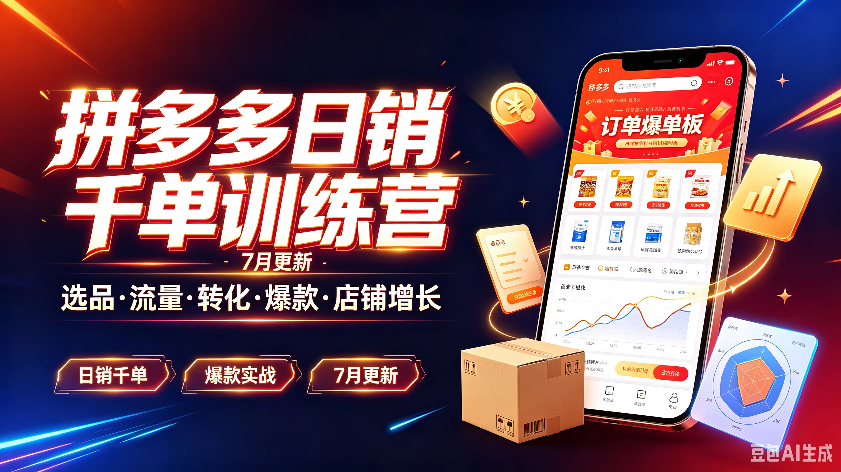 【精】拼多多日销千单训练营，7月更新选品·流量·转化·爆款·店铺增长，日销千单、爆款实战、7月更新-离锋创库