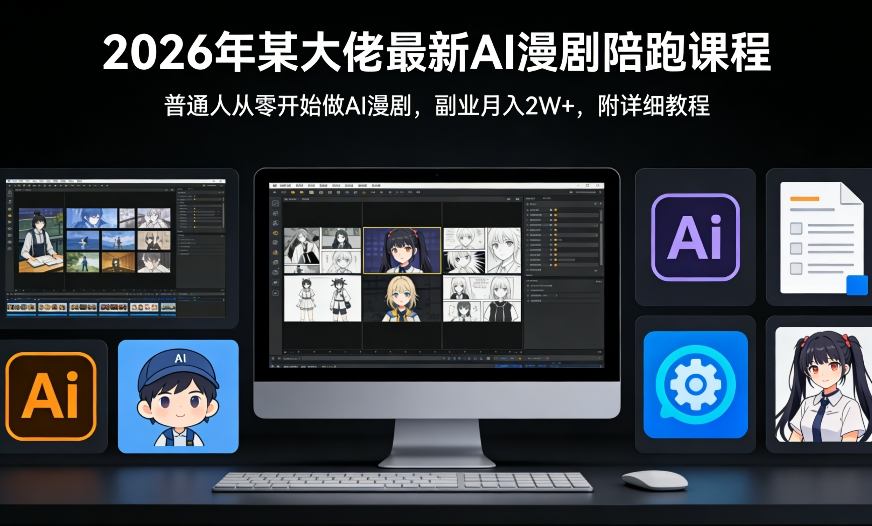 26年某大佬最新Ai漫剧陪跑课程，普通人从零开始做AI漫剧，副业月入2W+-离锋创库
