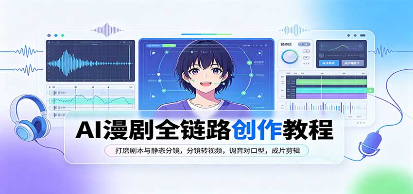 AI漫剧全链路创作教程：打磨剧本与静态分镜，分镜转视频，调音对口型，成片剪辑-离锋创库
