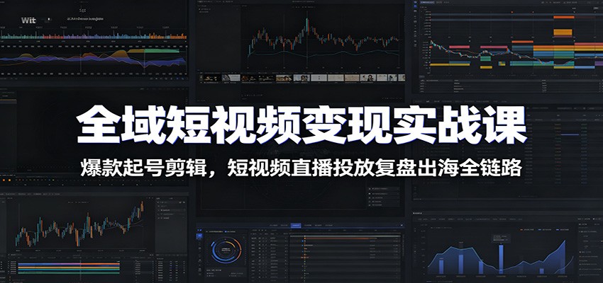 全域短视频变现实战课：爆款起号剪辑，短视频直播投放复盘出海全链路-离锋创库