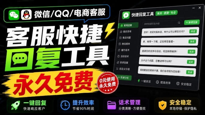 微信/QQ/电商客服快捷回复工具，支持多平台话术库与一键发送，永久免费，使用简单！易歪歪-离锋创库