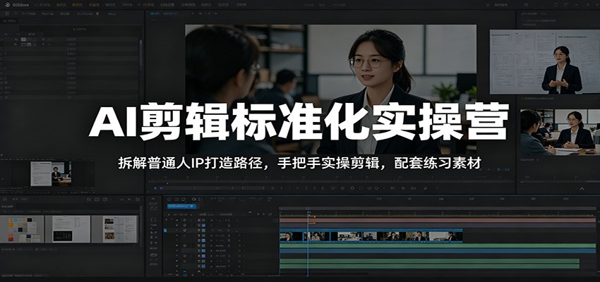 AI剪辑标准化实操营：拆解普通人IP打造路径，手把手实操剪辑，配套练习素材-离锋创库