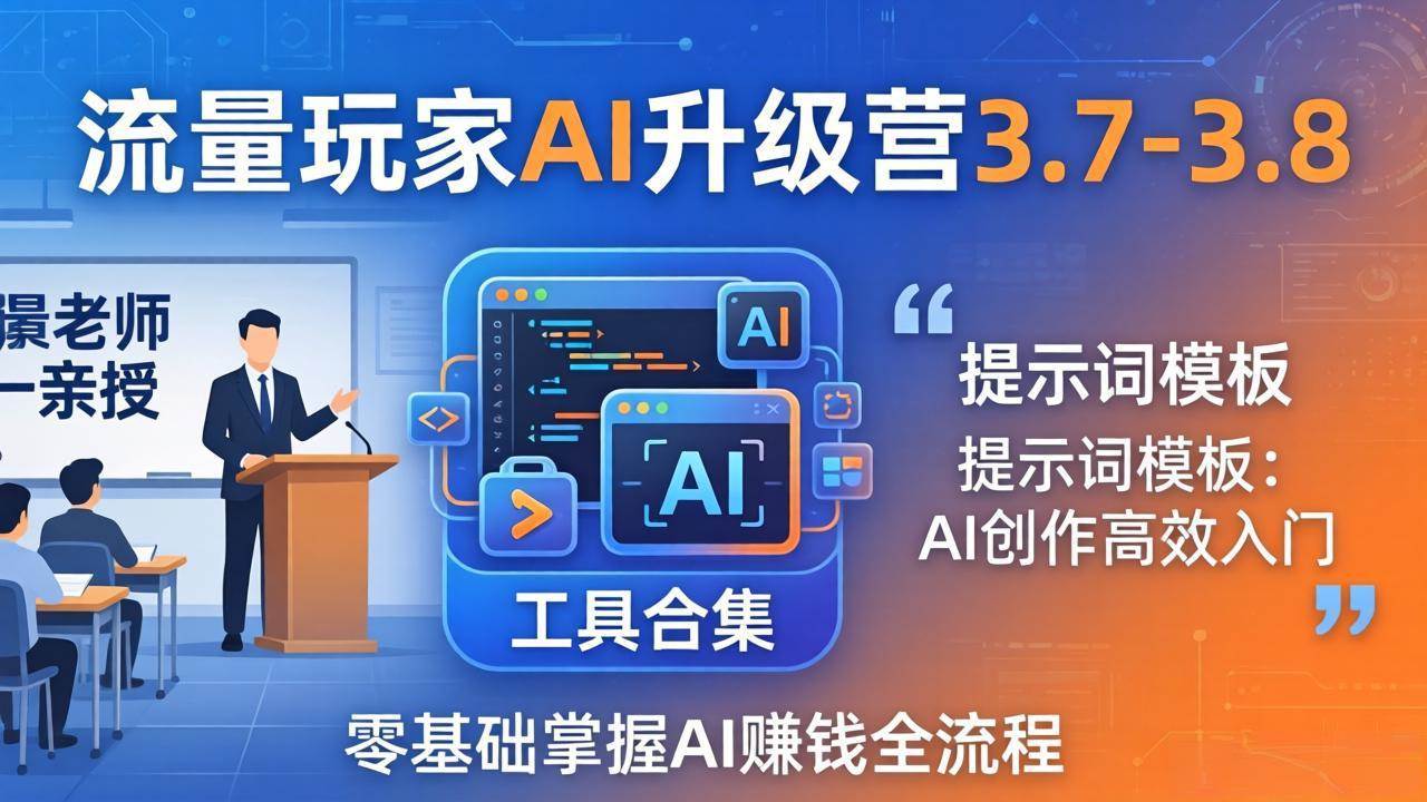 【精】流量玩家AI升级营3.7-3.8全套资料:多老师亲授+工具合集+提示词模板,零基础掌握AI赚钱全流程-离锋创库