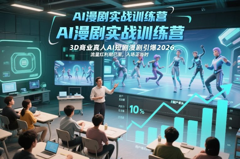 AI漫剧实战训练营，3D商业真人AI短剧漫剧引爆2026，流量红利期已至，入场正当时-离锋创库