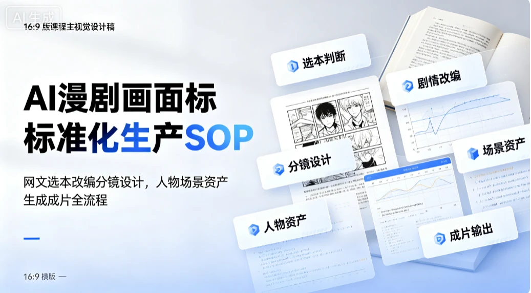 【精】AI漫剧画面标准化生产SOP：网文选本改编分镜设计，人物场景资产生成成片全流程-离锋创库
