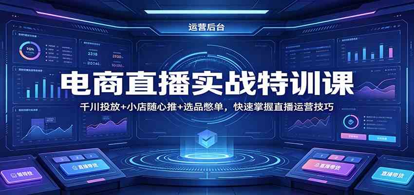 电商直播实战特训课：千川投放+小店随心推+选品憋单，快速掌握直播运营技巧-离锋创库