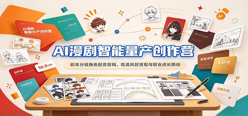 AI漫剧智能量产创作营:剧本分镜角色配音剪辑,吃透风控变现与职业成长路径-离锋创库