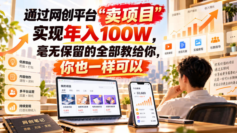 通过网创平台“卖项目”实现年入百万,毫无保留的全部教给你!-离锋创库