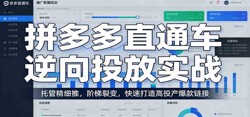 拼多多直通车逆向投放实战：托管精细推，阶梯裂变，快速打造高投产爆款链接-离锋创库