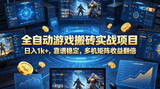 全自动游戏搬砖实战项目，日入1k+，靠谱稳定，多机矩阵收益翻倍【揭秘】-离锋创库